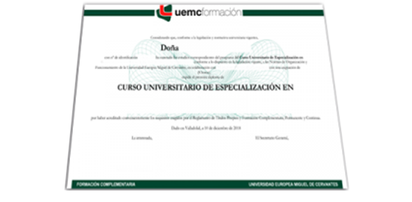 Parte delantera del certificado