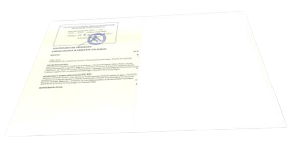 Parte trasera del certificado