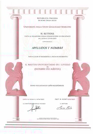 Parte delantera del certificado